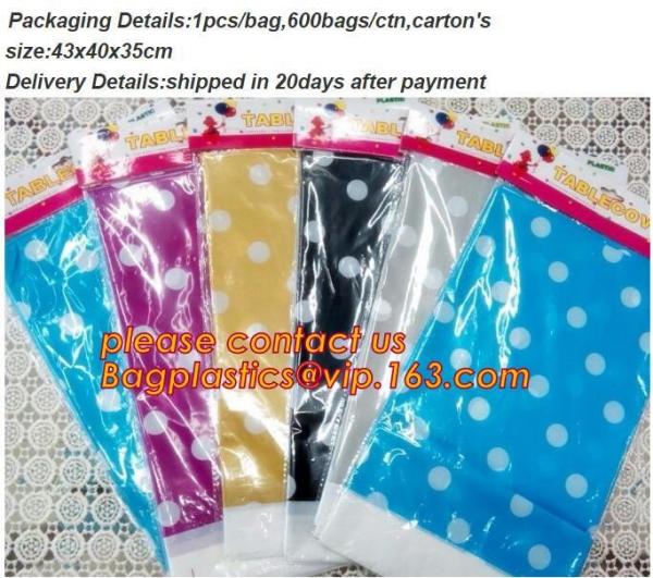 WHOLESALE DISPOSABLE PE PRINTED POLKA DOTS PARTY TABLE CLOTH, TABLE COVER,1PCS