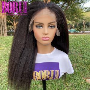 Pre plucked Hair Line Kinky Straight 100% Human Hair Lace Frontal Wigs