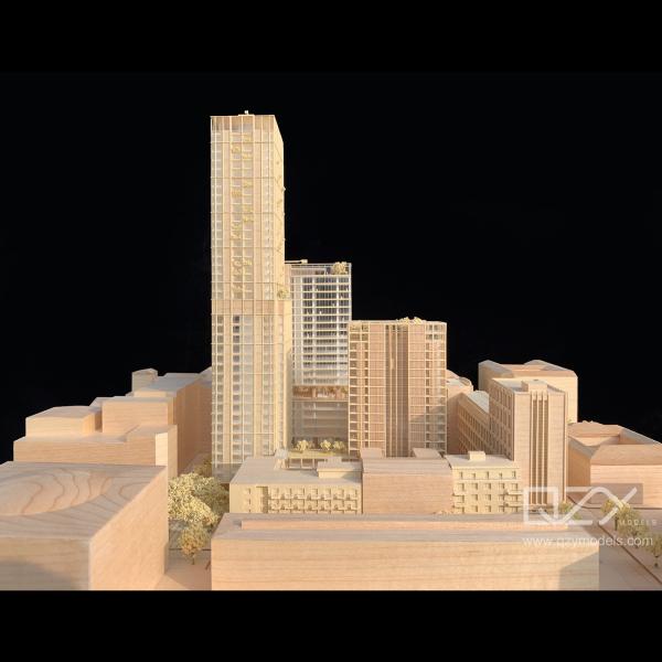 Modelo de la sección de arquitectura Basswood JKP 1:500 Proyecto de Varsovia