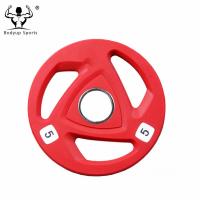 China Wholesale Tri-grip Rubber Coated Cast Iron Grip Weight Plates on sale
