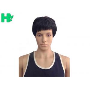 Double Knot Machine Made Wigs / Dark Brown Short Hair Wigs For Men