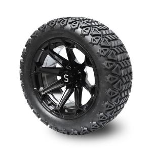 China Golf Cart 14 Inch Glossy Black Wheels and 22x10-14 DOT Tires with Center Cap and Lug Nuts supplier