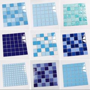 Square Swimming Pool Mosaic Tile Indoor Fish Pool Ceramic Outdoor Landscape Wall Ground Blue