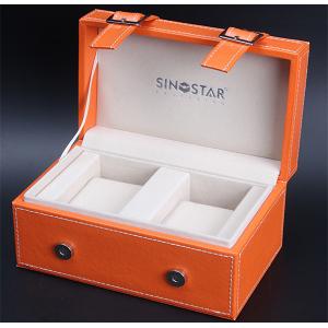 China PU Wrapped Wooden Watch Storage Box , High Grade Personalized Mens Watch Box supplier