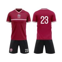China Breathable Custom Football Jerseys Soft Resist Moisture Wicking Red Football Shirt on sale