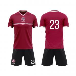 Breathable Custom Football Jerseys Soft Resist Moisture Wicking Red Football Shirt