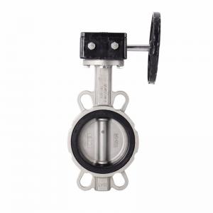 China ISO 9001 Standard Worm Gear Operated Rubber Seal Wafer Butterfly Valve for Sea Water supplier