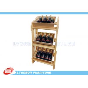 Natural MDF Wood Display Stands SGS / Free Standing Wine Display Shelves For Retail Shop