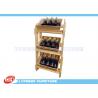 Natural MDF Wood Display Stands SGS / Free Standing Wine Display Shelves For