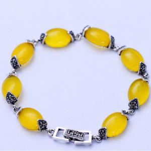 China Thai 925 Vintage Sterling Silver Yellow Cubic Zircoina Tennis Bracelet (055728) supplier