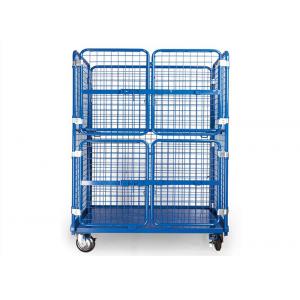 China Steel Wire Warehouse Cage Trolley Collapsible Rolling Security Cage High Strength supplier