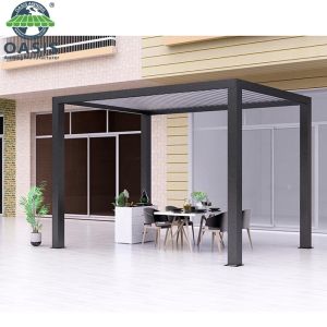 China Bioclimatic Motorized Outdoor Pergola with Rain Wind Sensor and PVDF Powder Coated Customized Colors wholesale