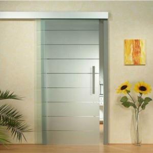 Hotel Sliding Barn Door Tempered Glass Stripe Frost Clear Insulated