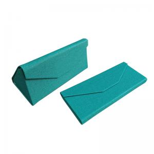 China Blue Magnet Closure Folding Triangle Eyeglasses Case Sunglasses Packaging Box supplier