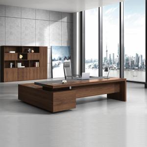 China Brown Executive Desk Sets 900mm Wooden Office Desk With Cabinet​ supplier