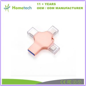 China 4 в 1 высокоскоростной Otg USB флэш-накопитель 8 Гб 16 Гб 32 Гб Телефон USB 2.0 3.0 Мемориальный блок 64 Гб 128 Гб Тип C Pendrive Для iPhone supplier