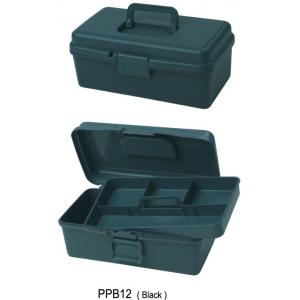 Removable Tray Plastic Carrying Case With Dividers , Grey / Black Plastic Art Box