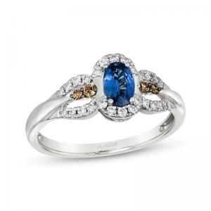 Le Vian Oval Cut Sapphire Ring 1/5 Cttw White CZ 14K Vanilla Gold