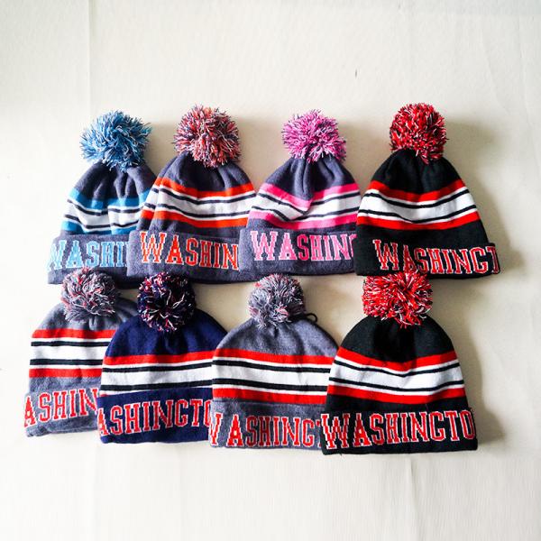 Yiwu Factory supplier cheap Wholesale striped letters pattern hats warm beanie