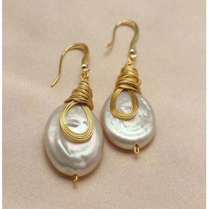 New Pearl Studs Hoop Earrings for Women Gold Color Crystal Beaded Drop Earring Hoops Wedding Fashion Pearl Jewelry Gift