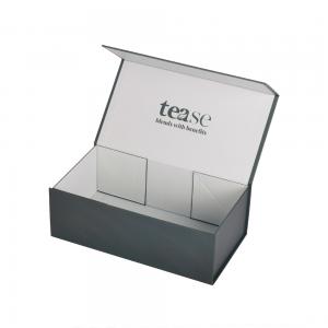 Green Coated Paper Gift Boxes Packaging Tea Product Magnetic Foldable