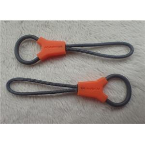 China Debossed Logo Irregular Shape Rope Rubber Zipper Puller For Mountain Climbing Bags supplier