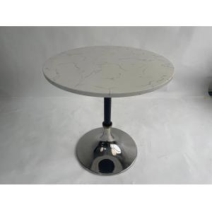 Space Swan White Marble Top Round Small Cocktail Table With stainless steel Base