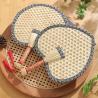 China Y-Z Chinese Style Handmade Cattail Blue Tassel Wheat Straw Fan Summer Cool Portable Palm-leaf Large Fan wholesale