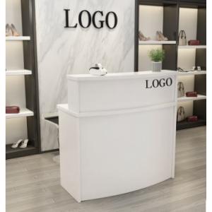 China Wooden Reception Desk Display Case With Acrylic Logo For Shopping Mail supplier