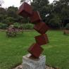 China Modern Cube Shape Corten Steel Sculpture Rusty Garden Statues wholesale
