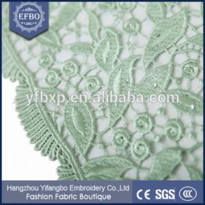 F50281 51-52" customizable embroidery mint green guipure lace fabric for nigeria party