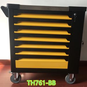 China 5 Drawer Yellow Tool Cart With Drawers And Wheels SPCC Tool Box Trolley supplier