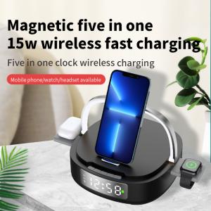 China Multifunctional Qi Alarm Table Clock With Wireless Charger  5 In 1 supplier