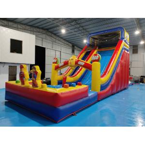 Fireproof 0.55mm PVC Tarpaulin Giant Inflatable Dry Slide Inflatable Castle LEGO Theme For Kids And Adults
