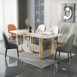 Hotel 4cm Rectangle Marble Dining Tables For 4 Light Luxury