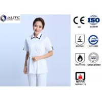 China Cotton Disposable Medical Clothing Round Neck Elastic Knitted Cuff Easy Cleaning on sale