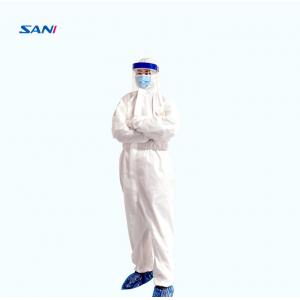 China White Disposable Isolation Coverall , PE Disposable Isolation Clothing supplier