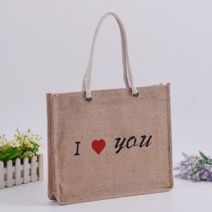 Washable Personalized Jute Beach Bags / Mini Jute Gift Bags With Handles