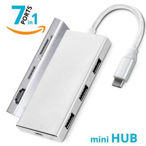 7 port USB-C hub with usb3.0 SD TF HDMl for macbook pro USB-C Hub with 3 USB 3.0 Ports for New MacBook Type C Adapter
