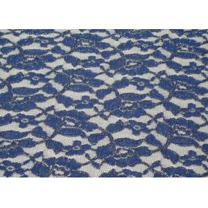 China Azul metálico respetuoso del medio ambiente de la tela del cordón, tela de nylon CY-LW0791 del cordón del algodón supplier