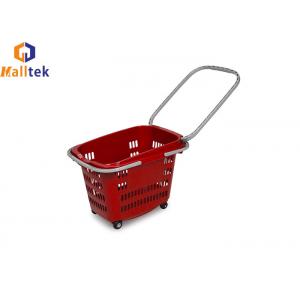 China 34kg Load Retail Store Rolling Shopping Baskets With 4 Swivel Casters supplier
