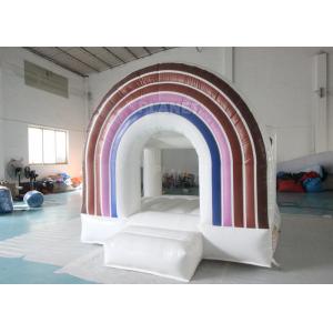 Outdoor Home Backyard Pastel Color Bounce Castle Inflatable Rainbow Bouncer White Bounce House For Kids