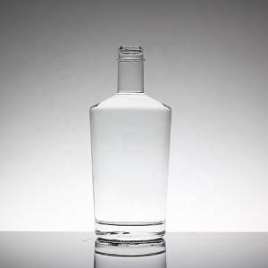 China Crystal Flint Glass 750ml Round Vodka Glass Bottles with Glass Collar Manufacturers supplier