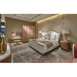 Light luxury Bedroom furniture Villa house King size bed in Sliver painting wood headboard with Big wardrobe cabinets
