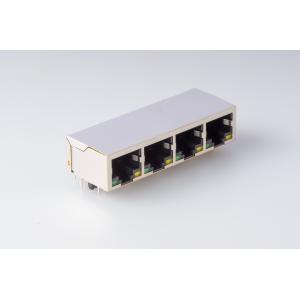 RMA-123B- 40F7-GY 4 port 10 / 100 Mbps 90 Degree RJ45 With Transformer Shielding LED Color No EMI