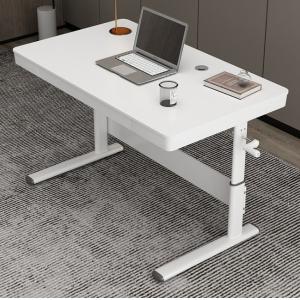 China SPCC Steel Frame Motorized Wooden Table for Electric Sit-Stand Desk in White and Black supplier