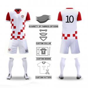 Jersey de fútbol de encargo de Team Jersey Breathable Red White de la impresión de la tela escocesa