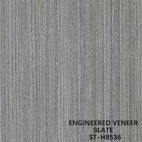 China Engineered Slate Wood Veneer Walnut H8536 Straight Fineline Grain Dark Grey Color For Decoration Lengthened Size 3100mm on sale