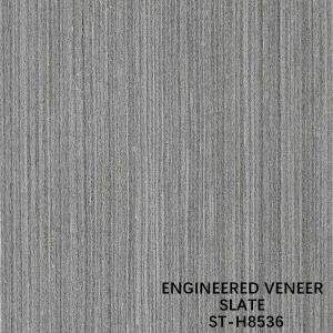 China Engineered Slate Wood Veneer Walnut H8536 Straight Fineline Grain Dark Grey Color For Decoration Lengthened Size 3100mm supplier