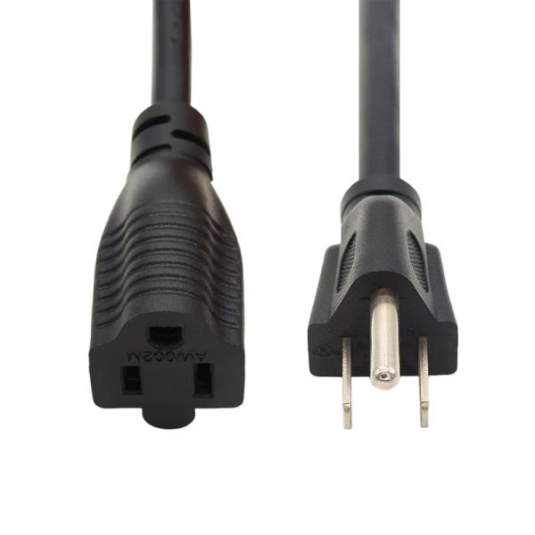 China 12/3 AWG SJTW NEMA 5-15P-5-15R コンネクタ付きカスタム長さの黒の延長ケーブル wholesale